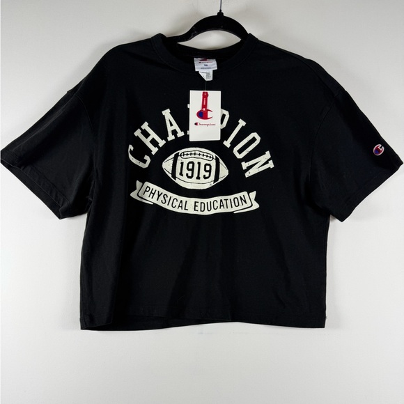 Champion Iconic Cropped Short Sleeve T Shirt - Black XS, M, L & XL - Picture 5 of 15